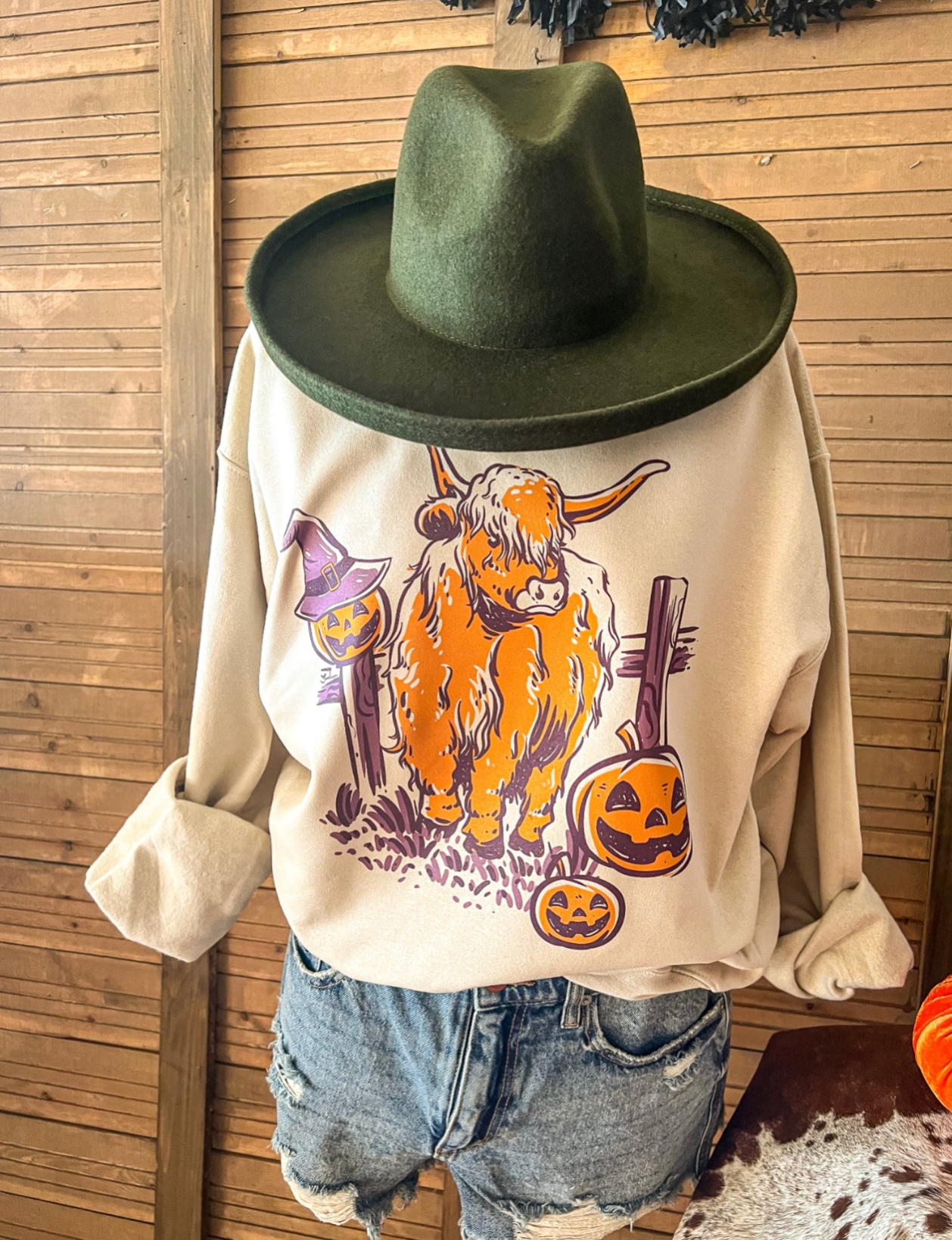 Halloween Highland Sweatshirt- Sand