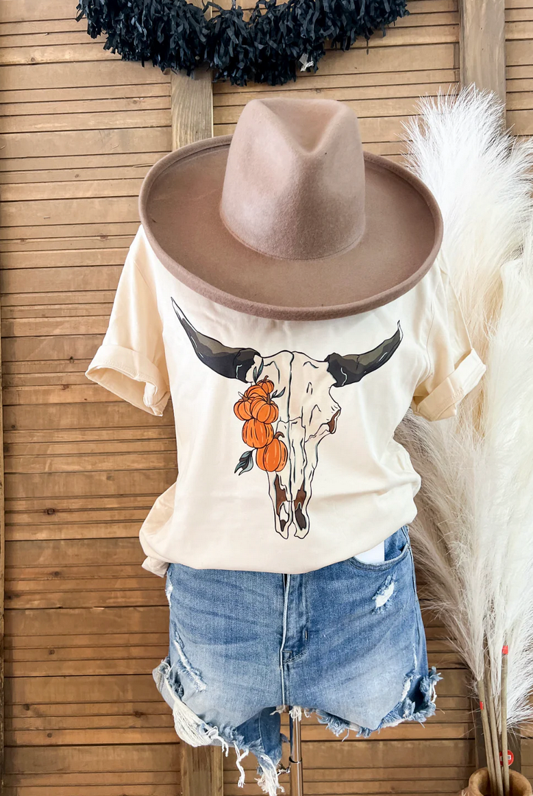 Pumpkin Bull Skull Tee (Cream)