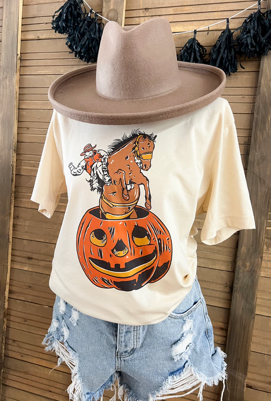 Jack-O'-Latern Bronc Tee (Cream)