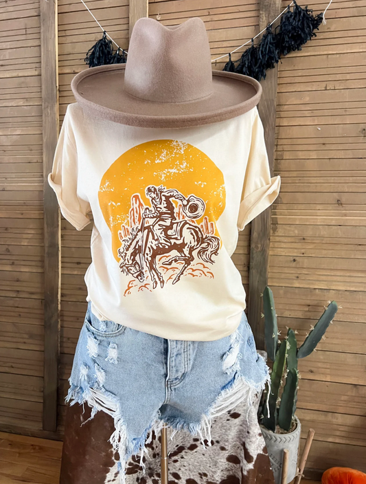 Cowboy Sunset Tee(Cream)