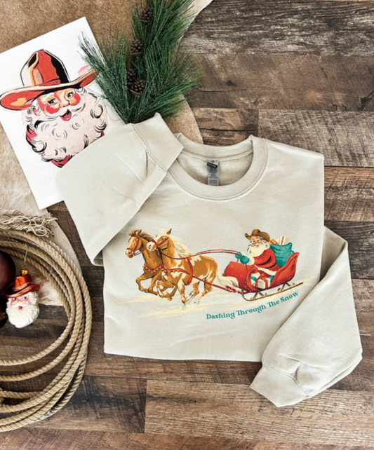 Dashing Through The Snow Sweatshirt or Tee(Sand)