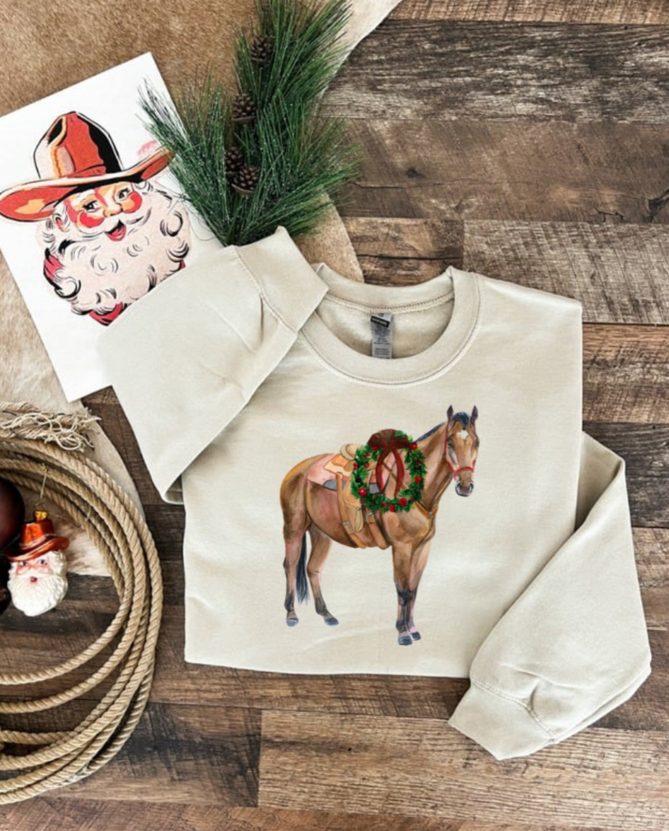Wreath Horse Sweatshirt(Sand)