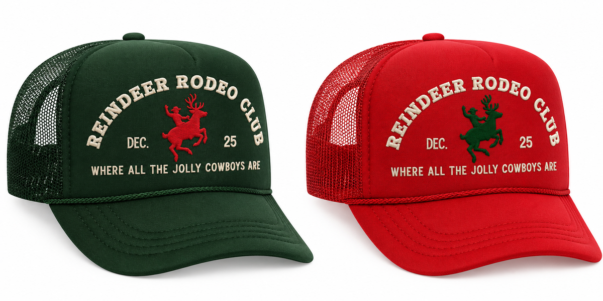 Reindeer Rodeo Embroidered Cap (3 per pack)