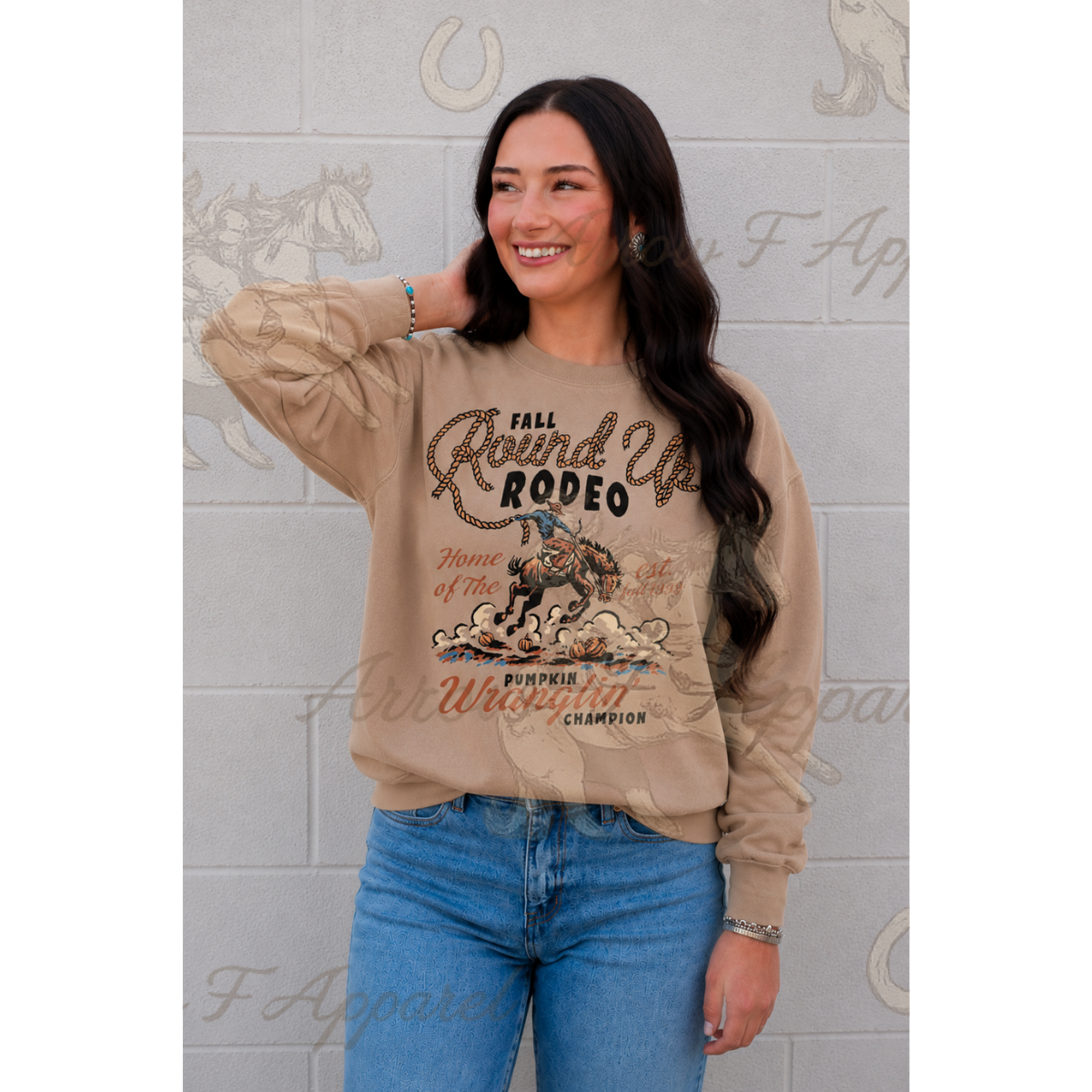 Fall Round Up Rodeo Sweatshirt (Sandstone)