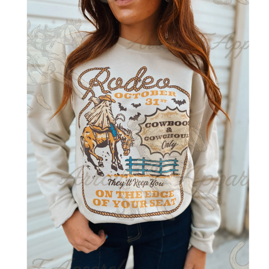 Cowboos &Cowghouls Halloween Rodeo Sweatshirt-Sand