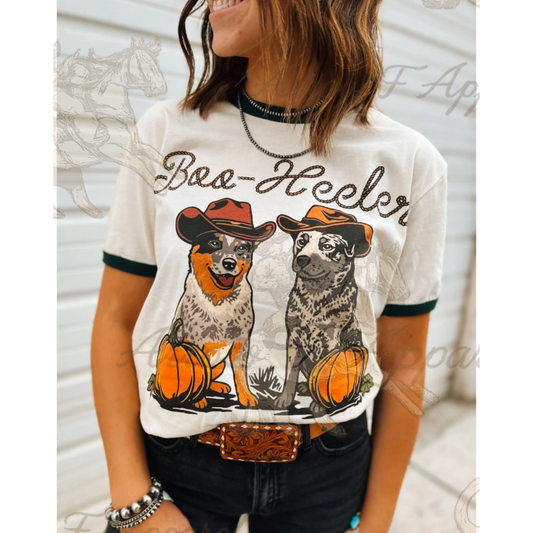 Boo-Heeler Ringer Tee (Forest/Cream)