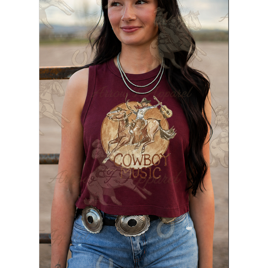 Cowboy Music| Western Graphic  Cropped Tank